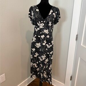 Banana Republic Black and White Floral Midi Dress